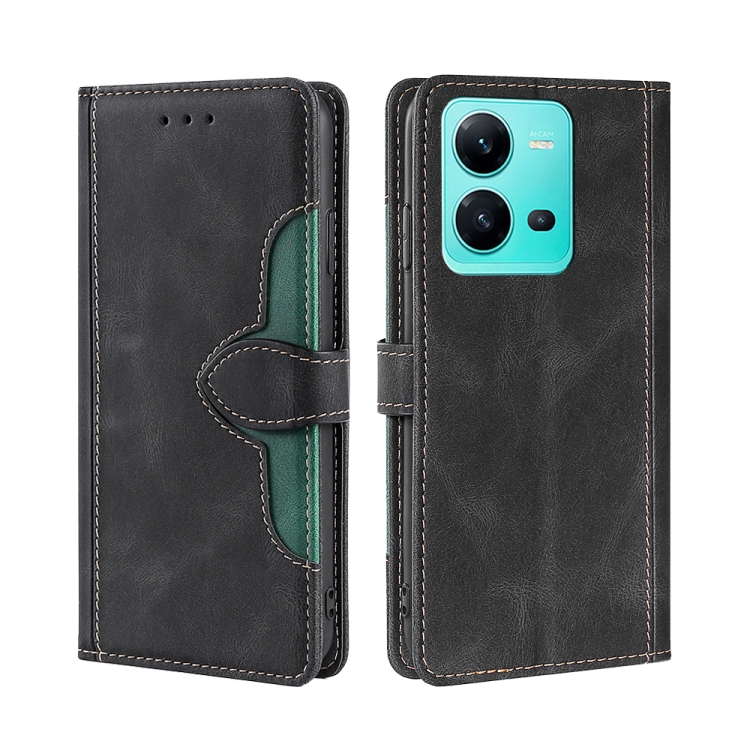 

For vivo V25 5G/V25e 5G Skin Feel Magnetic Buckle Leather Phone Case(Black)
