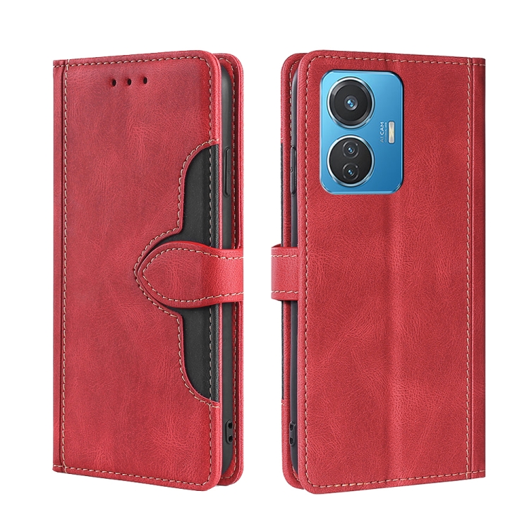 

For vivo Y55 4G Skin Feel Magnetic Buckle Leather Phone Case(Red)