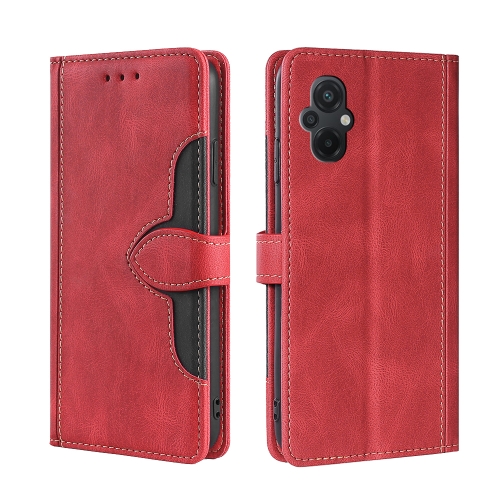 

For Xiaomi Poco M5 4G Skin Feel Magnetic Buckle Leather Phone Case(Red)