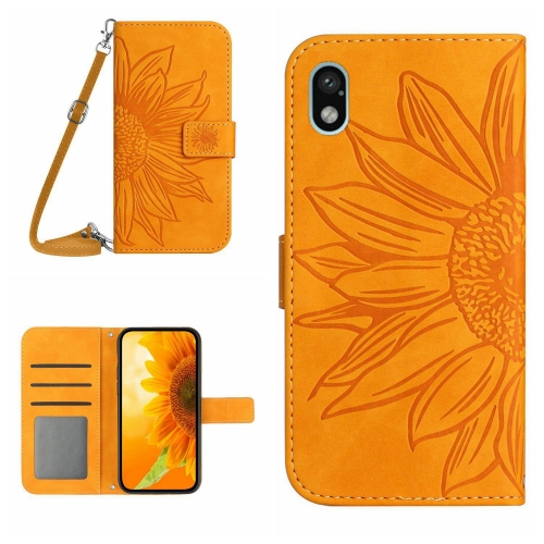 

For Sony Xperia ACE III Skin Feel Sun Flower Pattern Flip Leather Phone Case with Lanyard(Yellow)