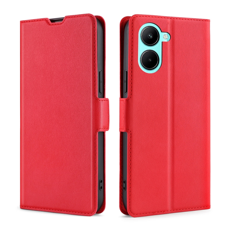 

For Realme C33 4G Ultra-thin Voltage Side Buckle Horizontal Flip Leather Phone Case(Red)