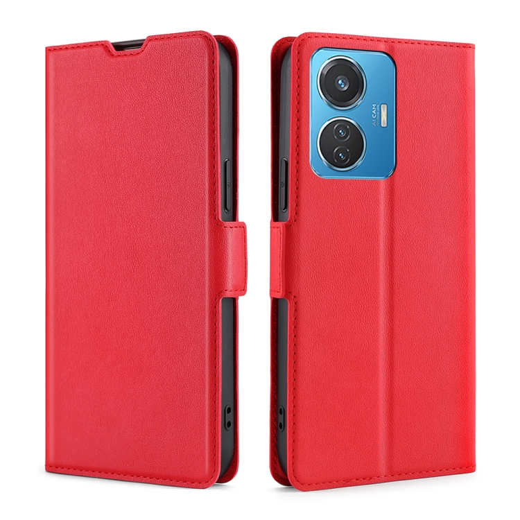 

For vivo Y55 4G Ultra-thin Voltage Side Buckle Horizontal Flip Leather Phone Case(Red)