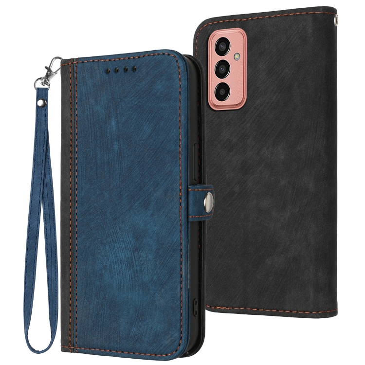

For Samsung Galaxy M13 Indian / F13 Side Buckle Double Fold Hand Strap Leather Phone Case(Royal Blue)