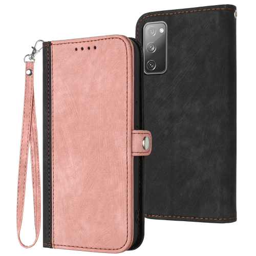 

For Samsung Galaxy S20 FE Side Buckle Double Fold Hand Strap Leather Phone Case(Pink)