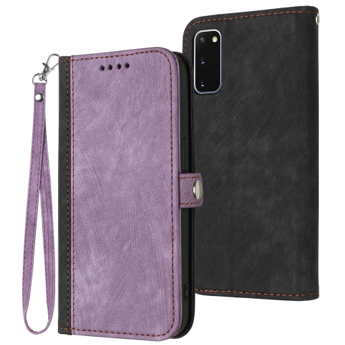 

For Samsung Galaxy S20 Side Buckle Double Fold Hand Strap Leather Phone Case(Purple)