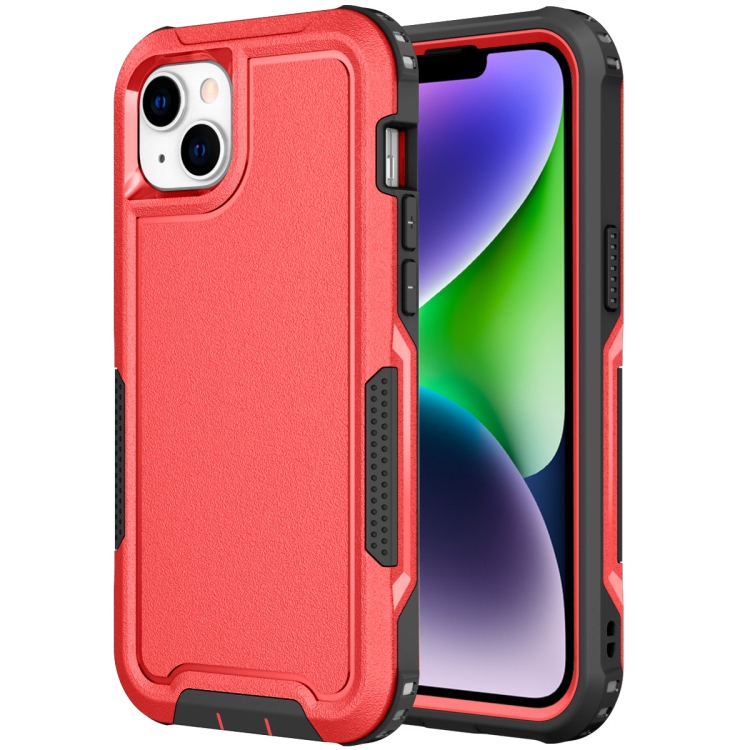 

For iPhone 14 3 in 1 Soft TPU and Hard PC Phone Case(Red)