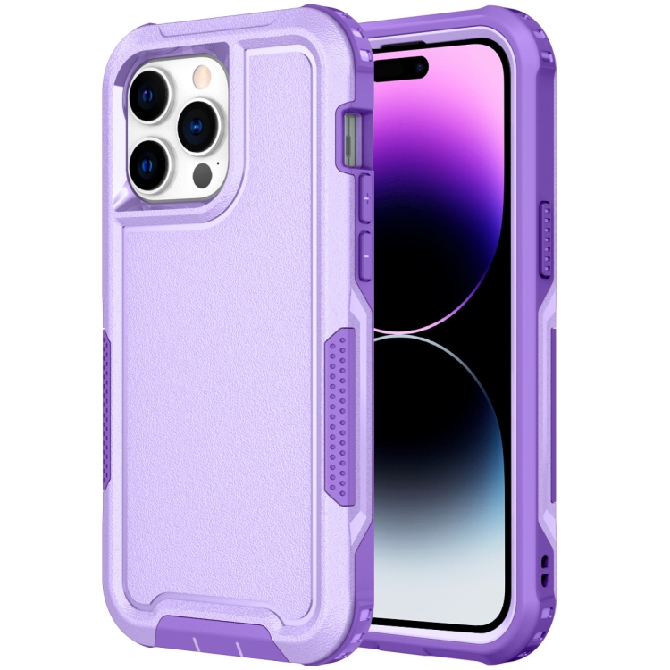 

For iPhone 14 Pro 3 in 1 Soft TPU and Hard PC Phone Case(Purple)