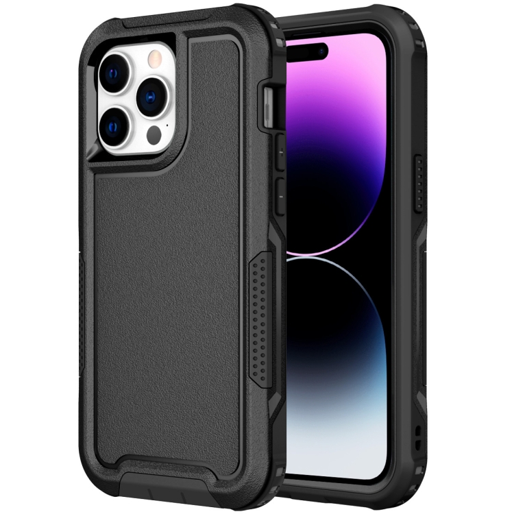 

For iPhone 14 Pro Max 3 in 1 Soft TPU and Hard PC Phone Case(Black)
