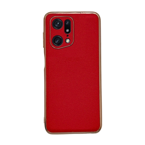 

For OPPO Find X5 Genuine Leather Luolai Series Nano Plating Phone Case(Red)