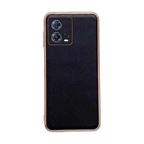 

For Motorola Moto S30 Pro Genuine Leather Xiaoya Series Nano Plating Phone Case(Black)