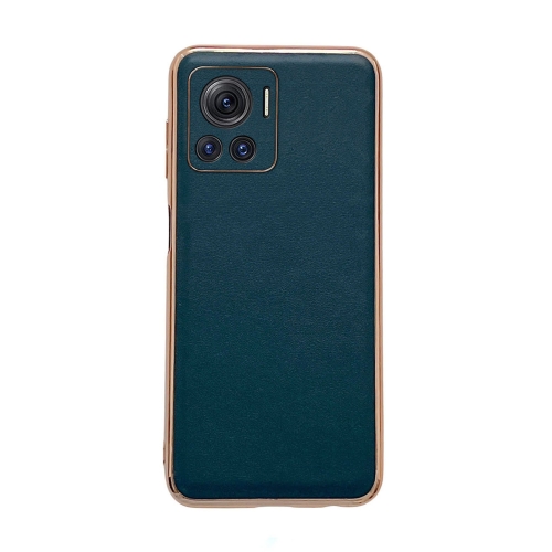 

For Motorola Moto X30 Pro / Edge 30 Ultra Genuine Leather Xiaoya Series Nano Plating Phone Case(Dark Green)