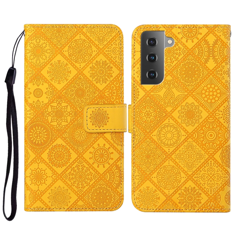 

For Samsung Galaxy S23 5G Ethnic Style Embossed Pattern Leather Phone Case(Yellow)