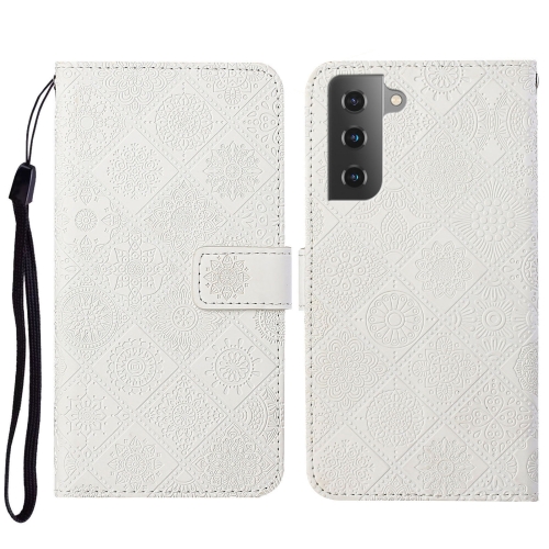 

For Samsung Galaxy S23+ 5G Ethnic Style Embossed Pattern Leather Phone Case(White)