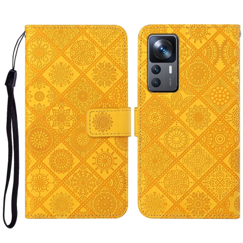 

For Xiaomi 12T / 12T Pro / Redmi K50 Ultra Ethnic Style Embossed Pattern Leather Phone Case(Yellow)