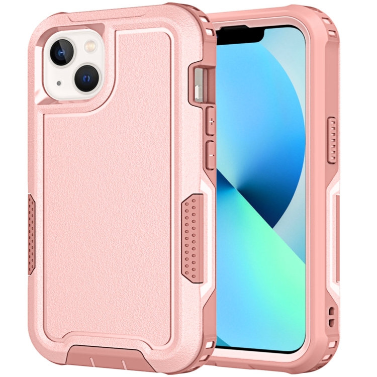 

For iPhone 13 3 in 1 PC + TPU Shockproof Phone Case(Pink)