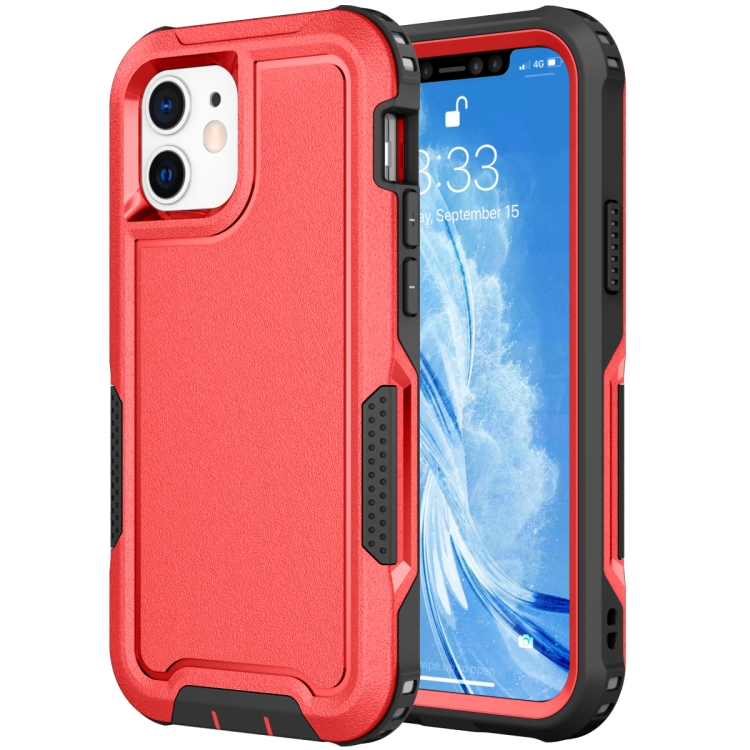 

For iPhone 12 3 in 1 PC + TPU Shockproof Phone Case(Red)