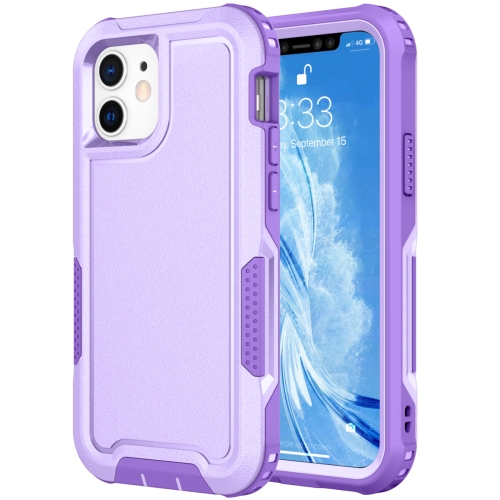 

For iPhone 12 3 in 1 PC + TPU Shockproof Phone Case(Purple)