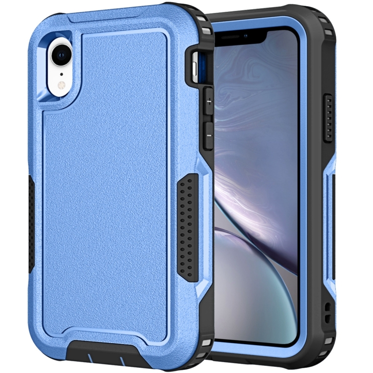 

For iPhone XR 3 in 1 PC + TPU Shockproof Phone Case(Blue)