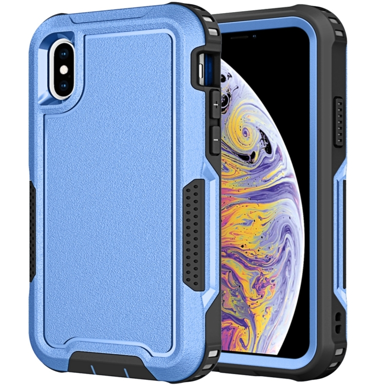 

For iPhone XS Max 3 in 1 PC + TPU Shockproof Phone Case(Blue)