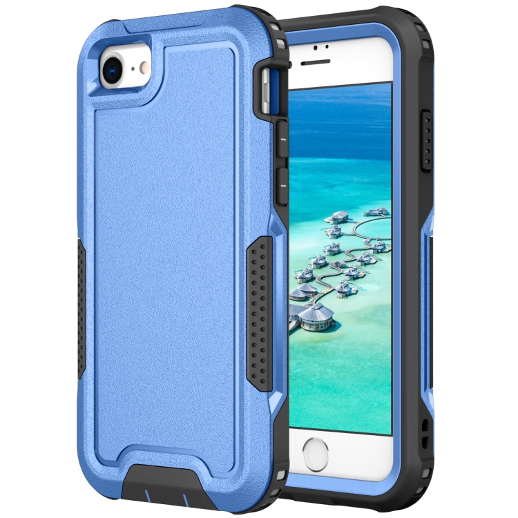 

For iPhone 6 / 7 / 8 / SE 2020 3 in 1 PC + TPU Shockproof Phone Case(Blue)