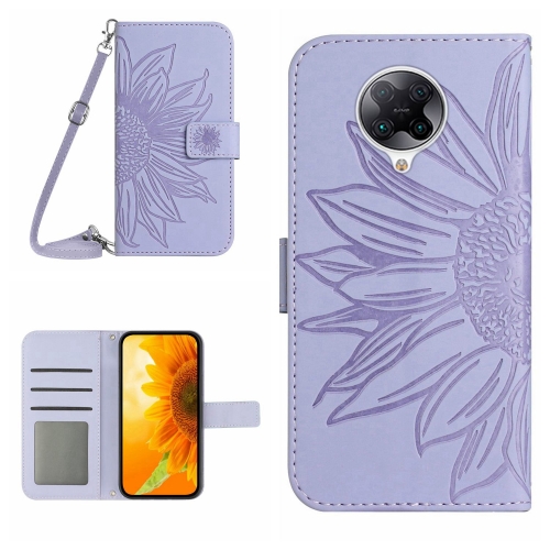 

For Xiaomi Redmi K30 Pro / Poco F2 Pro Skin Feel Sun Flower Pattern Flip Leather Phone Case with Lanyard(Purple)
