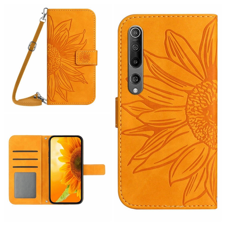

For Xiaomi Mi 10 / Mi 10 Pro Skin Feel Sun Flower Pattern Flip Leather Phone Case with Lanyard(Yellow)