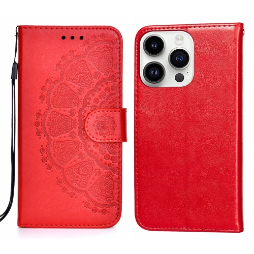 

For iPhone 14 Pro Max Totems Embossing Flip Leather Phone Case(Red)