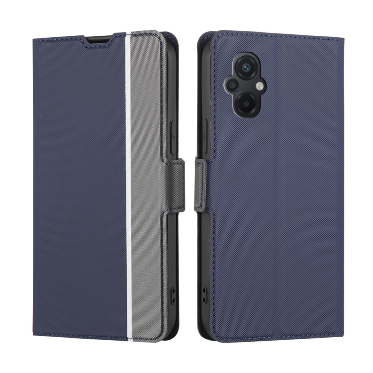 

For Xiaomi Poco M5 4G Twill Texture Side Buckle Leather Phone Case(Blue)
