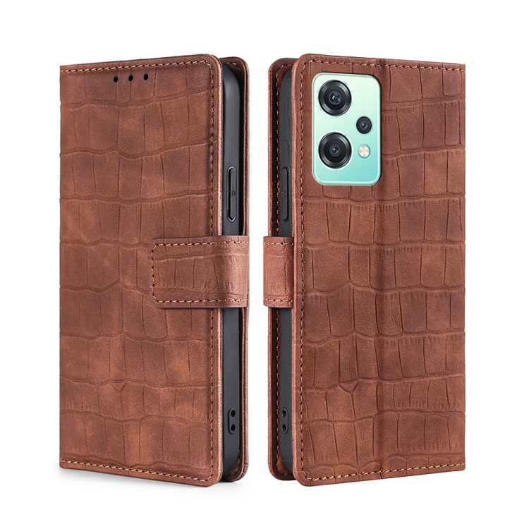 

For OPPO K10x 5G Skin Feel Crocodile Magnetic Clasp Leather Phone Case(Brown)
