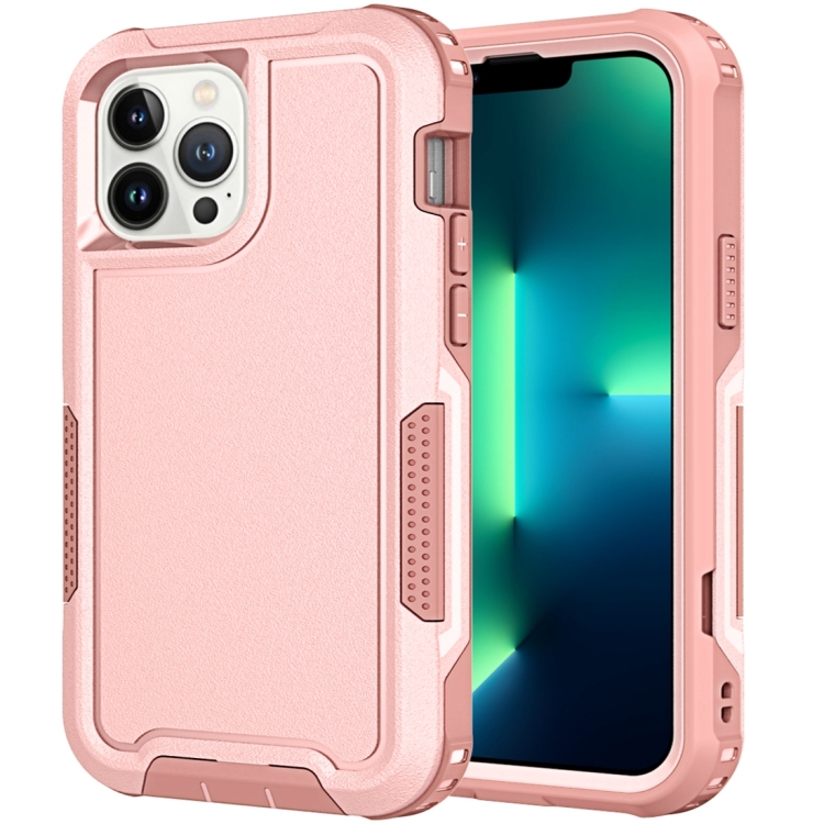 

For iPhone 13 Pro Max 3 in 1 PC + TPU Shockproof Phone Case(Pink)
