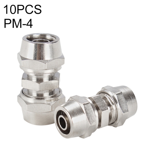 

PM-4 LAIZE 10pcs Nickel Plated Copper Straight Pneumatic Quick Connector