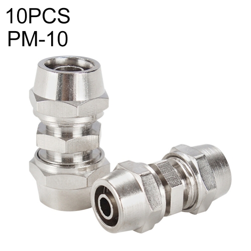 

PM-10 LAIZE 10pcs Nickel Plated Copper Straight Pneumatic Quick Connector