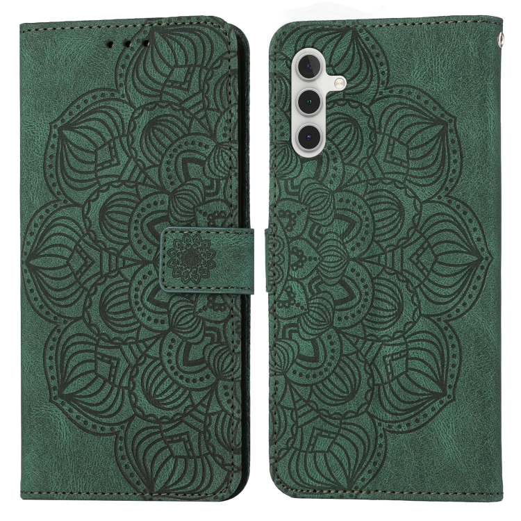 

For Samsung Galaxy A14 5G Mandala Embossed Flip Leather Phone Case(Green)