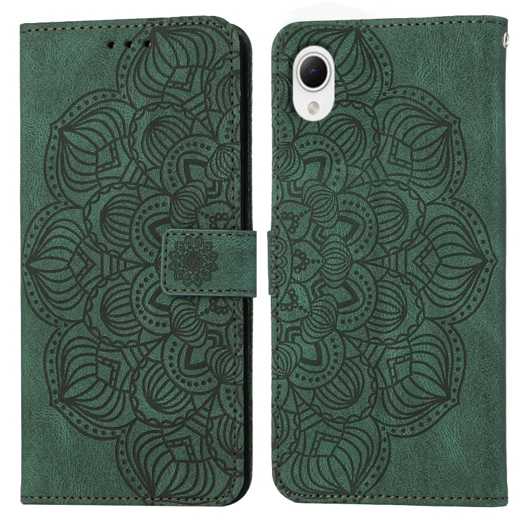 

For Samsung Galaxy A23e Mandala Embossed Flip Leather Phone Case(Green)