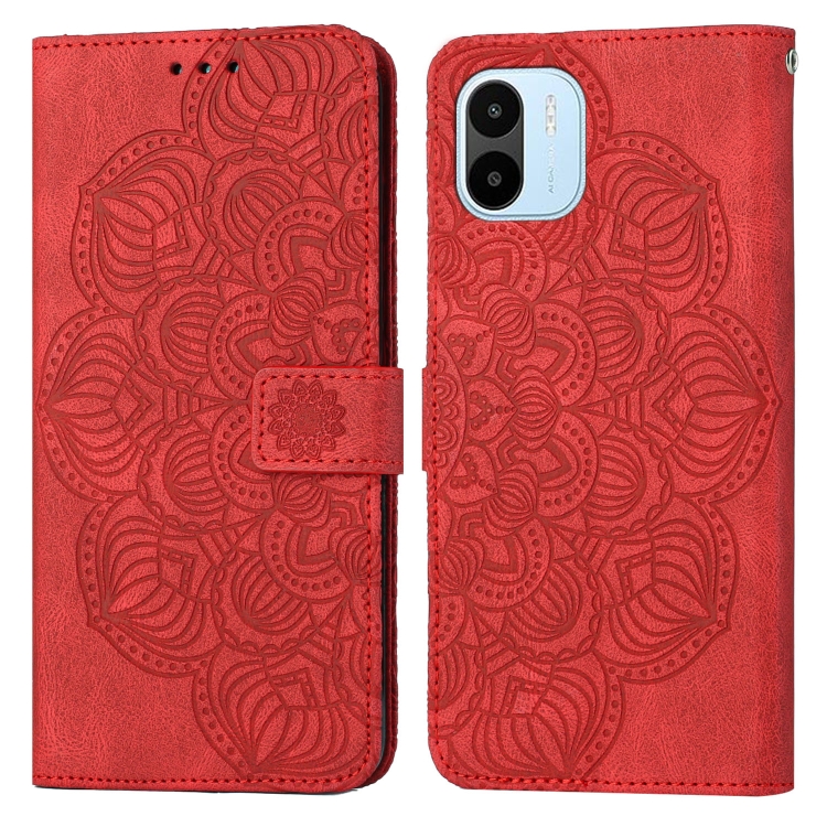 

For Xiaomi Redmi A1 Mandala Embossed Flip Leather Phone Case(Red)