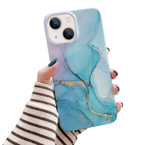 

For iPone 14 Plus Glitter Powder Marble Phone Case(Gilt Blue)