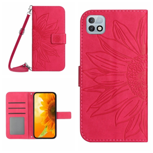 

For Infinix Hot 10i / Smart 5 Pro Skin Feel Sun Flower Pattern Flip Leather Phone Case with Lanyard(Rose Red)