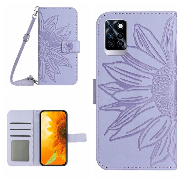 

For Infinix Note 10 Pro Skin Feel Sun Flower Pattern Flip Leather Phone Case with Lanyard(Purple)