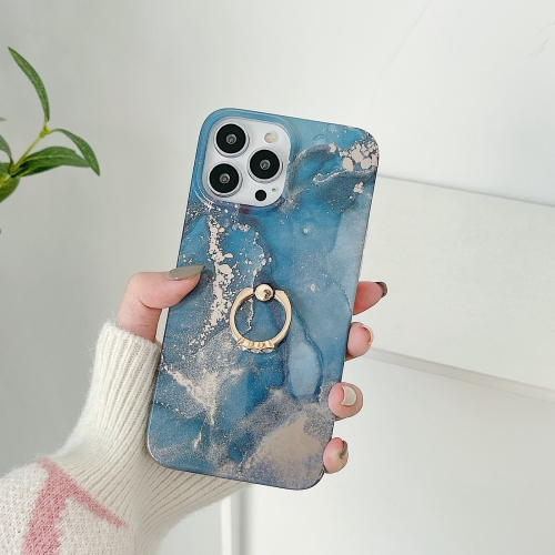 

For iPhone 14 TPU Soft Protective Phone Case with Ring Holder(Yanyu Stone)