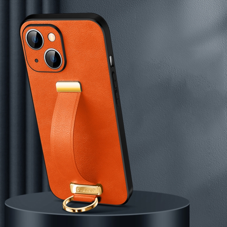 

For iPhone 14 SULADA Cool Series PC + Leather Texture Skin Feel Phone Case(Orange)