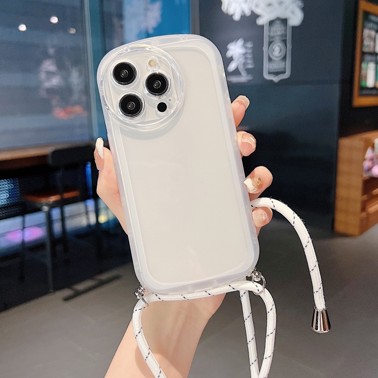 

For iPhone 14 Pro Candy Colors TPU Phone Case with Lanyard(Transparent)