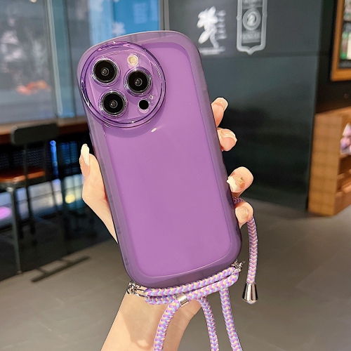 

For iPhone 13 Pro Candy Colors TPU Phone Case with Lanyard(Purple)