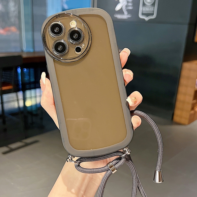 

For iPhone 11 Pro Candy Colors TPU Phone Case with Lanyard(Black)