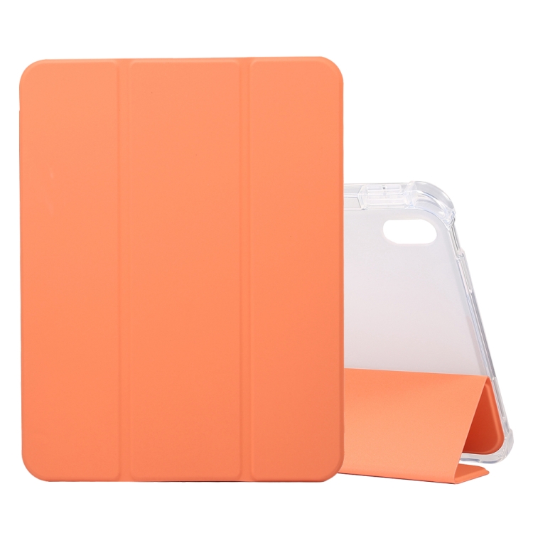 

For iPad 10th Gen 10.9 2022 3-folding Electric Pressed Skin Texture Leather Tablet Case(Orange)