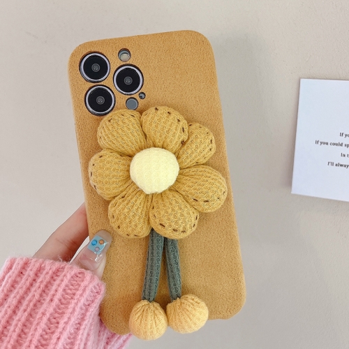 

For iPhone 14 Plus Chrysanthemum Woolen Phone Case(Yellow)