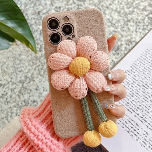 

For iPhone 11 Pro Chrysanthemum Woolen Phone Case(Grey)