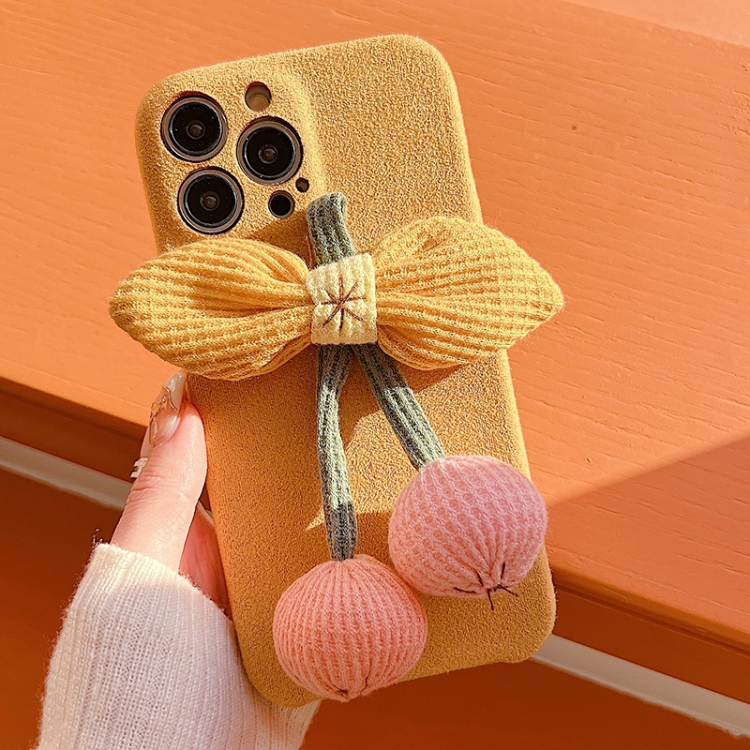 

For iPhone 14 Plus Cravat Woolen Phone Case(Yellow)