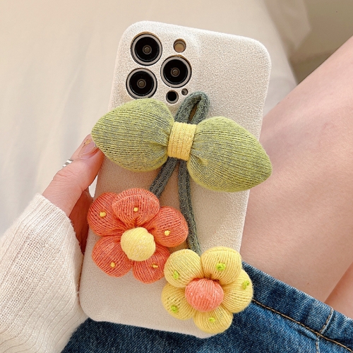 

For iPhone 12 Cravat Woolen Phone Case(White Green)