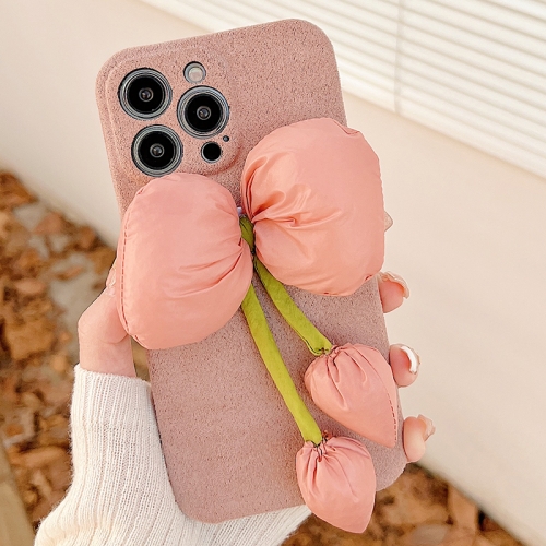 

For iPhone 11 Tulip Woolen Phone Case(Pink)