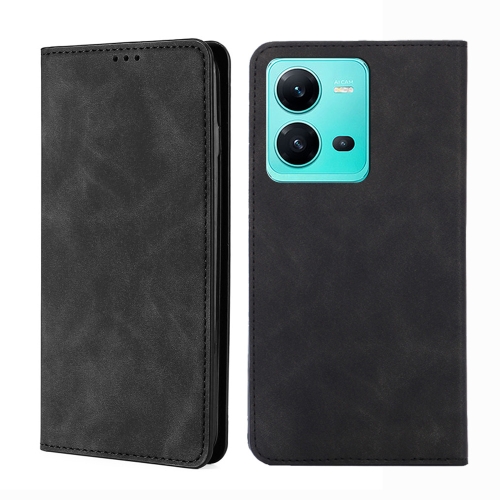 

For vivo V25 5G/V25e 5G Skin Feel Magnetic Horizontal Flip Leather Phone Case(Black)